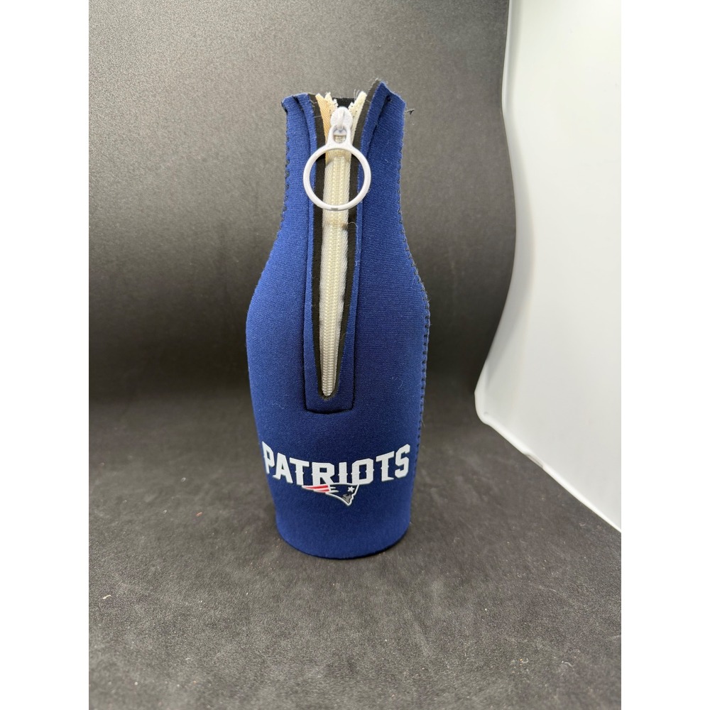 NFL New England Patriots Bottle Insulator OS Navy Blue Zipper Neoprene